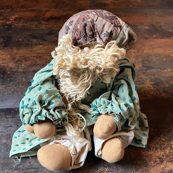 Lot of 3 Handmade Christmas Primitives Raggedy Santa/Wooden Snowman/Wooden Santa - Picture 4 of 15